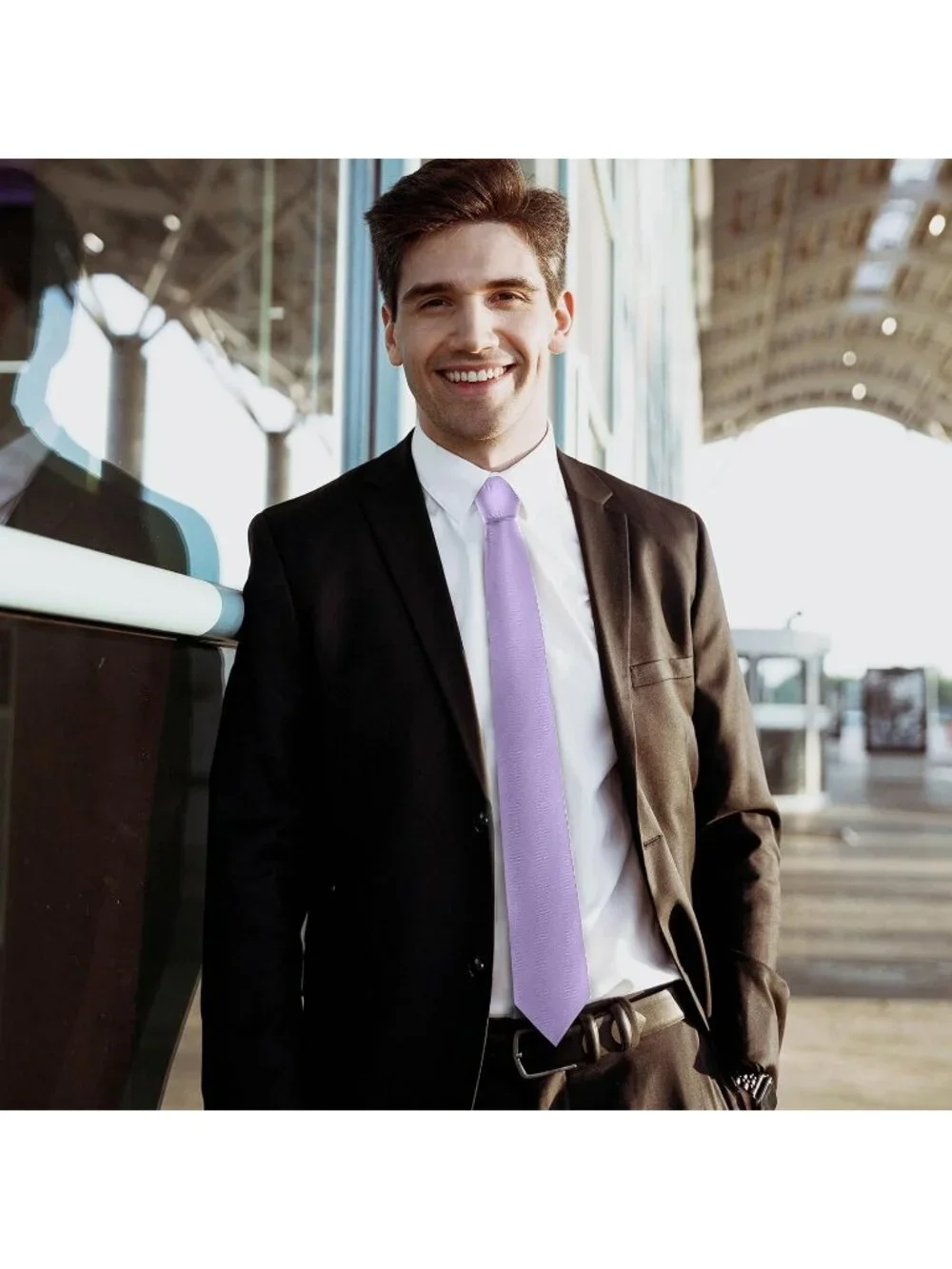 Men's Lavender Lilac Twill Diagonal Textured Formal Necktie For Business Dress